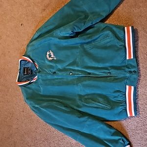 Vintage Dolphins Bomber Jacket 2XLARGE 90s Miami NFL Football Orange & Teal